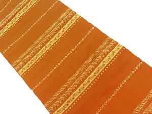 リサイクル　縞に花唐草模様織出し名古屋帯